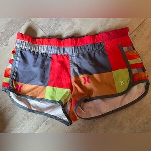 Hurley Women's Colorful Patchwork Athletic Shorts s small
